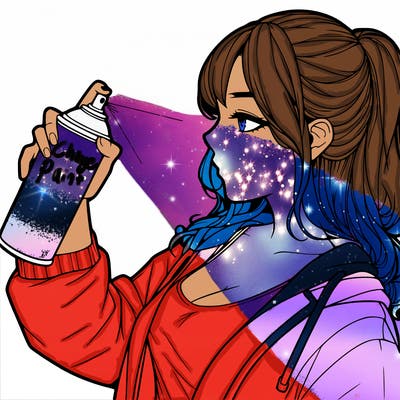 a realistic girl spray, painting