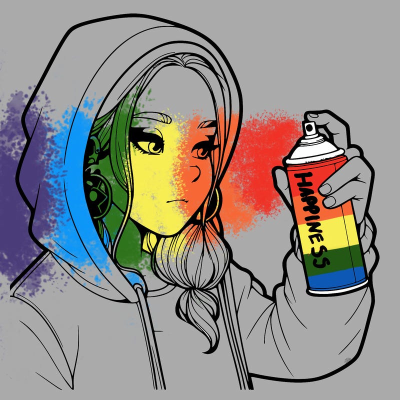 a realistic girl, spray painting