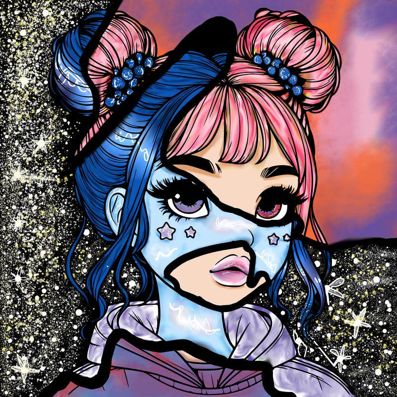 realistic girl with space buns