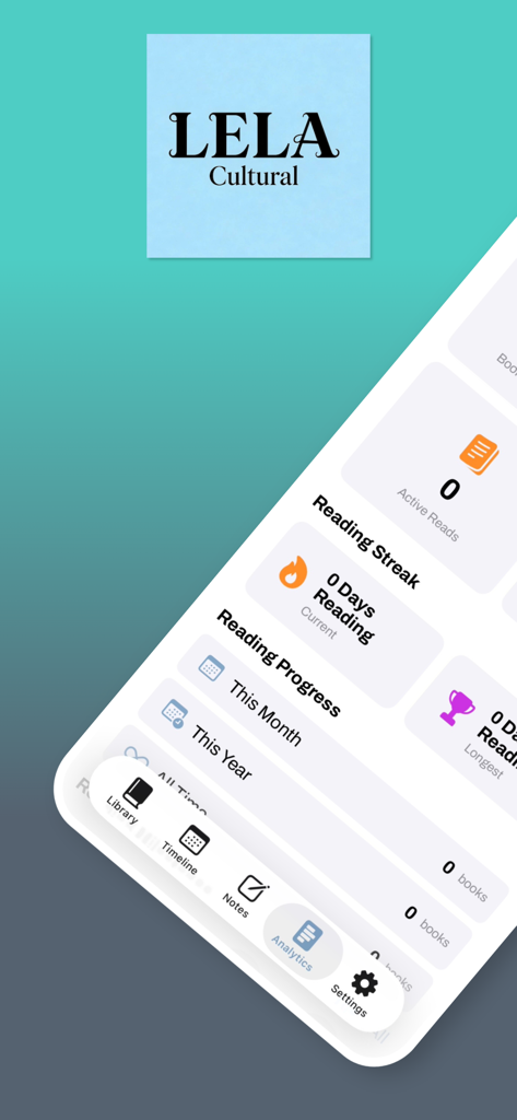 lela cultrual - Panel de la aplicación Lela Cultural que muestra las rachas de lectura y las funciones de seguimiento del progreso