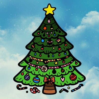 christmas tree with lots of details
