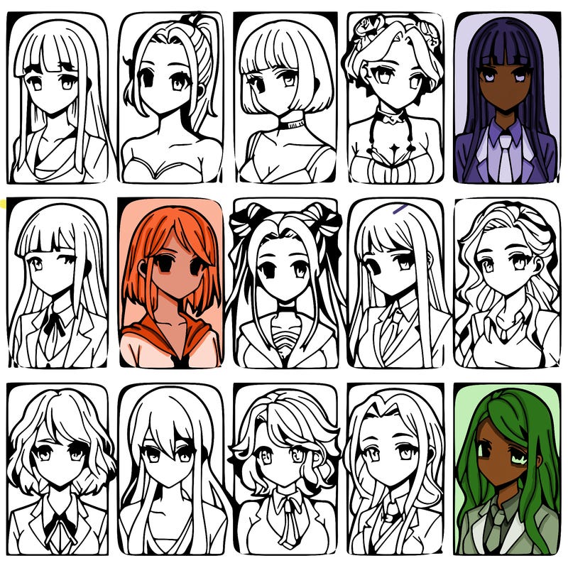 girls that look diffrent anime