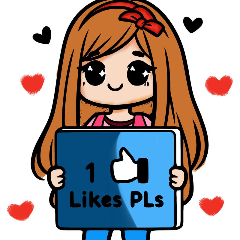 girl holding a sign saying 10 likes pls