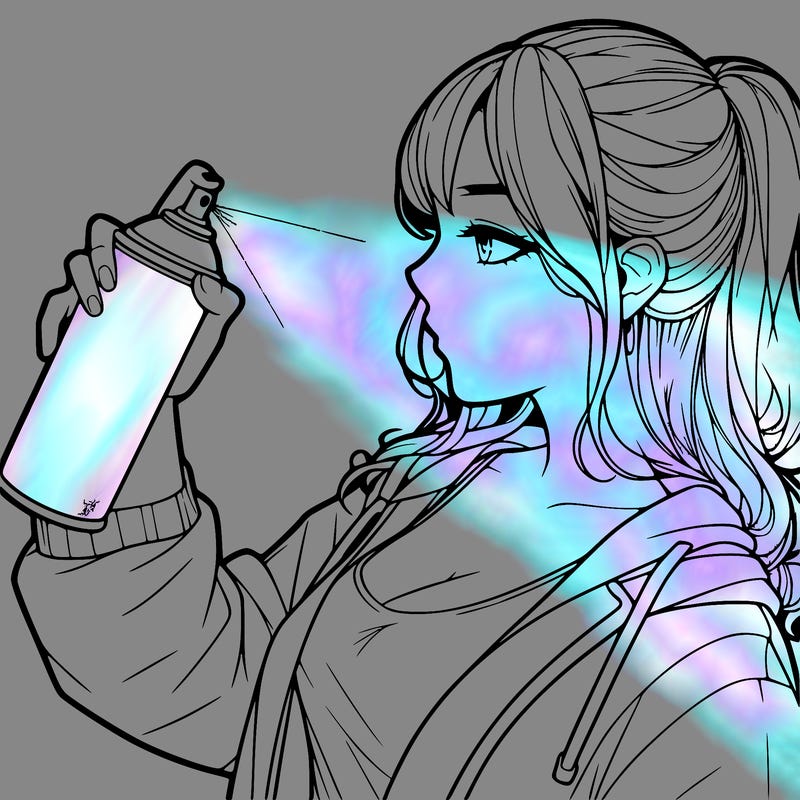 a realistic girl spray, painting