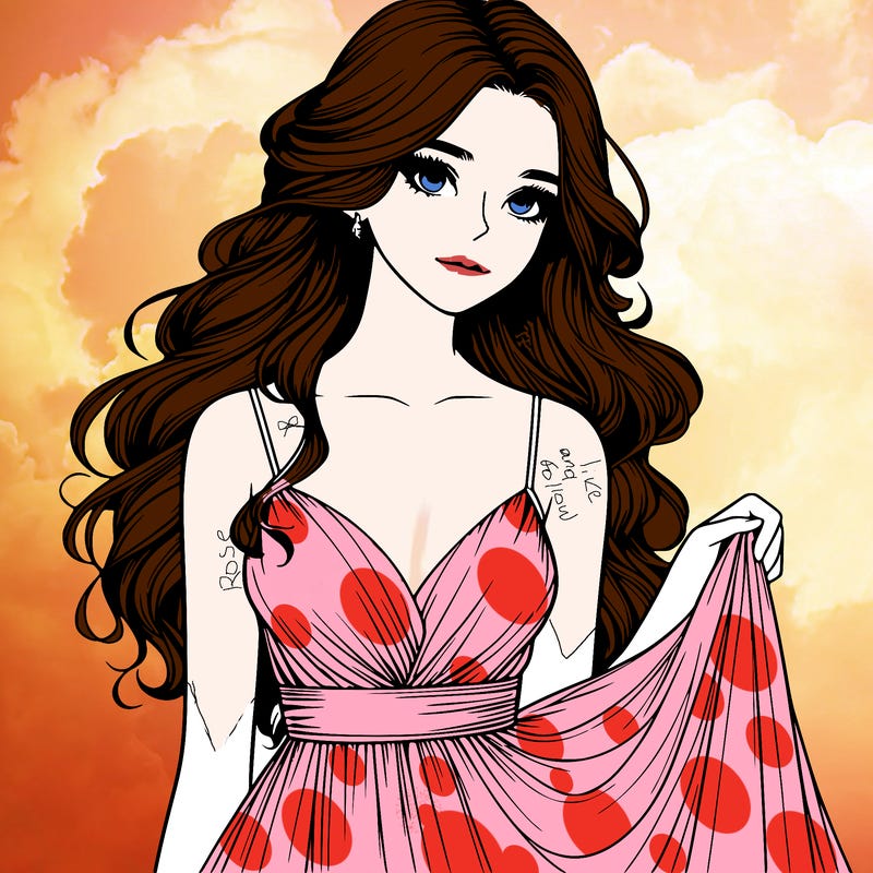 realistic girl in flowy silky prom dress