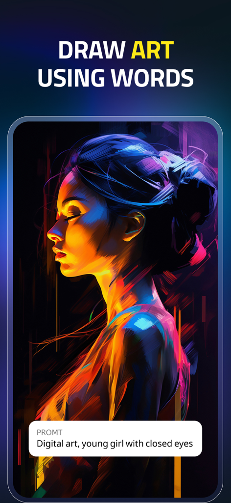 IMGIT - AI Images & Headshots - Una pintura digital generada por IA vibrante de una chica con los ojos cerrados creada a partir de una indicación de texto.