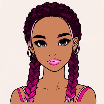 realistic girl with braids