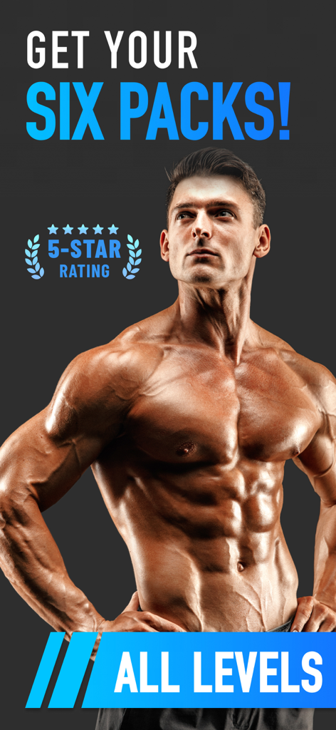 Muscular man showing six pack abs for fitness training