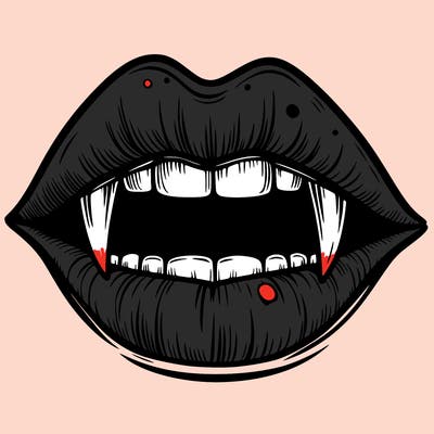 lips with vampire teeth