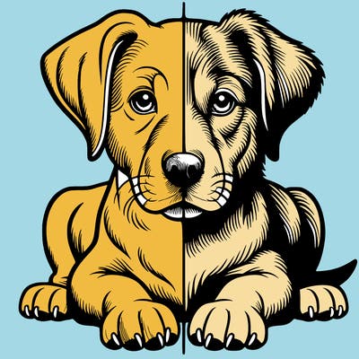 realistic dog split picture