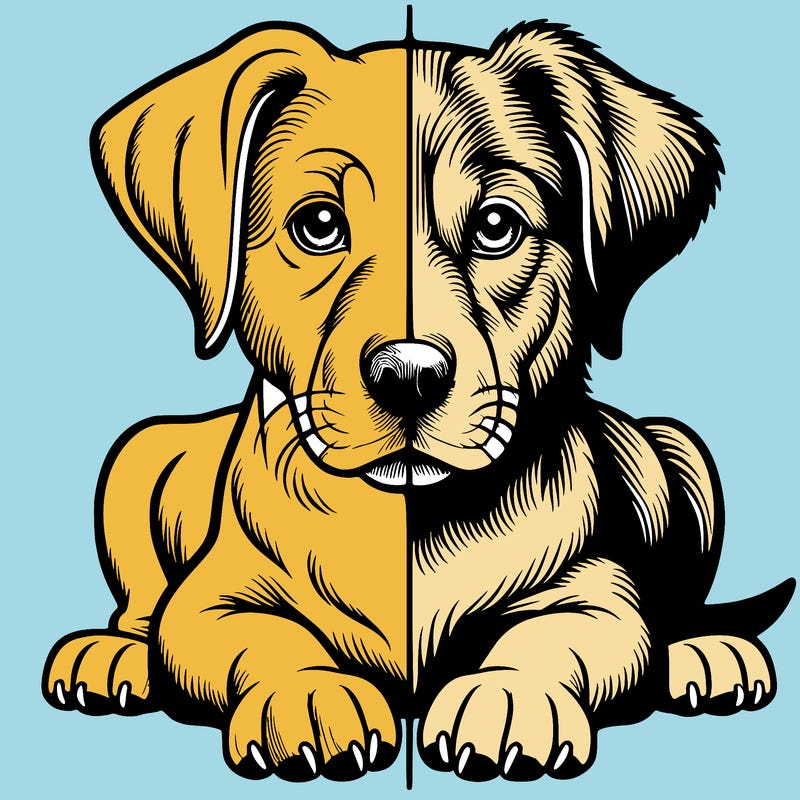 realistic dog split picture