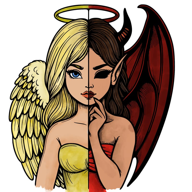 realistic angel half demon