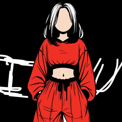 realistic girl faceless with baggy pants and a crop top