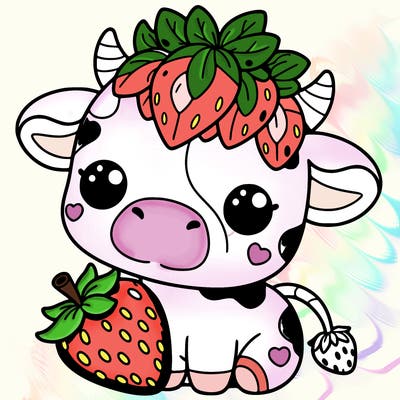 cute strawberry cow