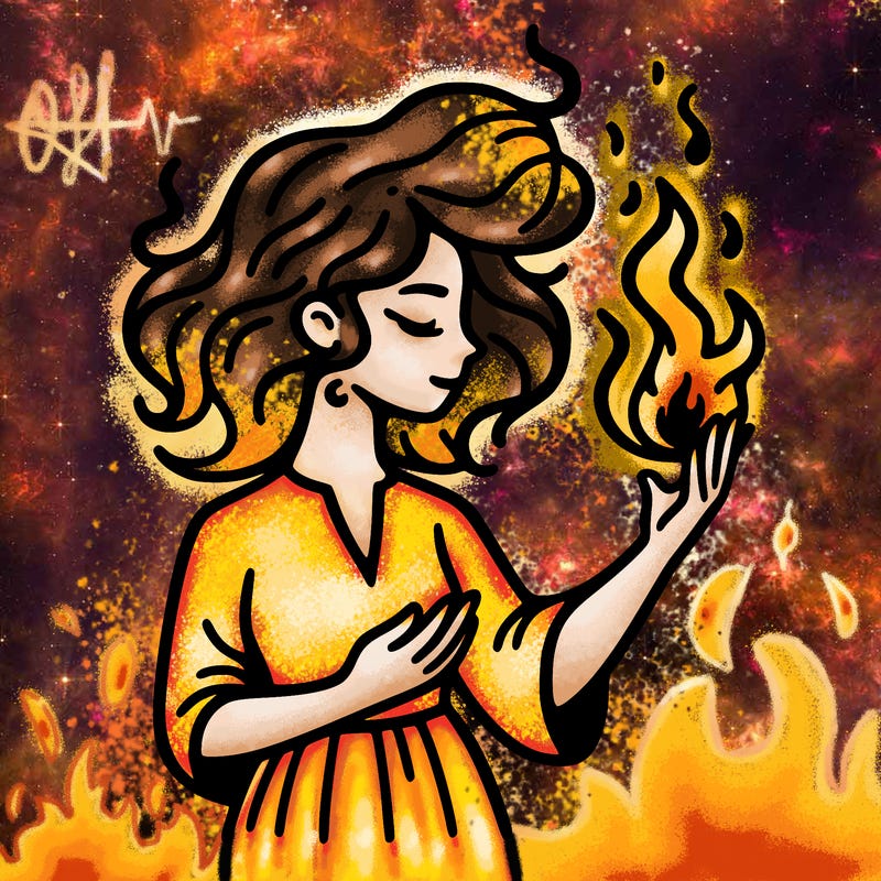woman with fire