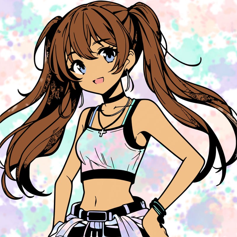 anime girl wearing crop top