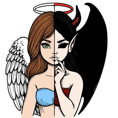 realistic angel half demon