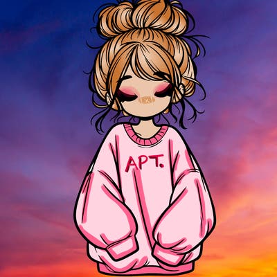 girl with baggy sweatshirt and messy bun