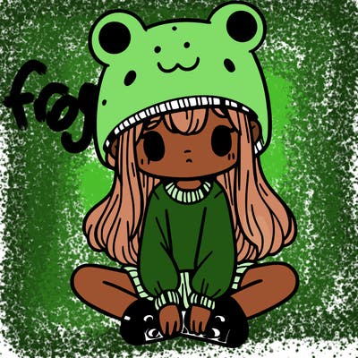 a girl wearing a frog hat and some frog socks