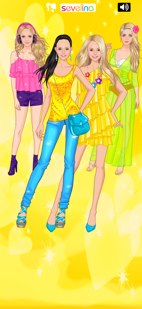 Beat the sun dress up game - Four stylish girls wearing bright summer outfits in the Beat the sun dress up game
