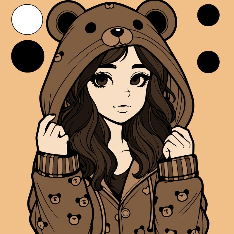 realistic girl in a animal pjs hoodie