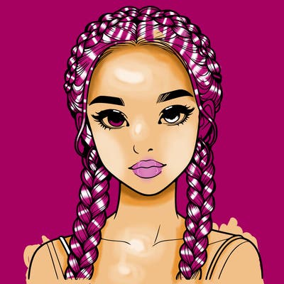 realistic girl with braids