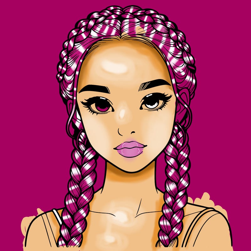 realistic girl with braids