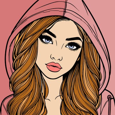 realistic beautiful girl with a hood on