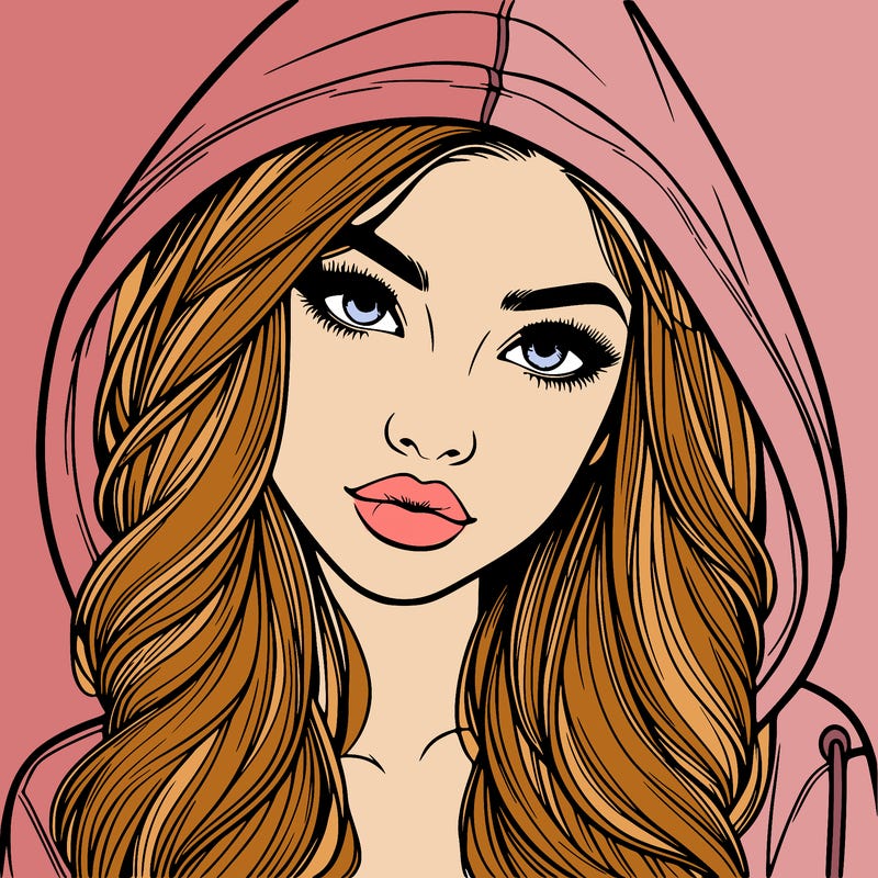 realistic beautiful girl with a hood on
