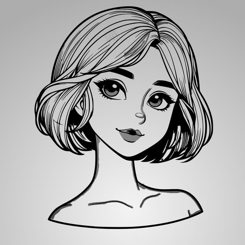 realistic girl with short hair