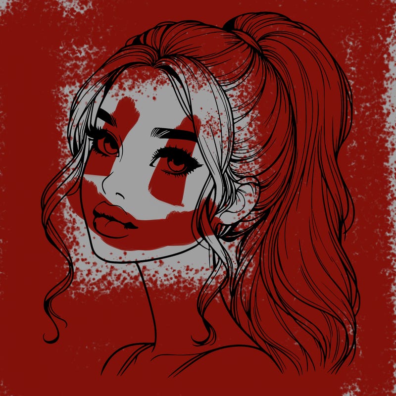 realistic girl with a ponytail on her hair and lips