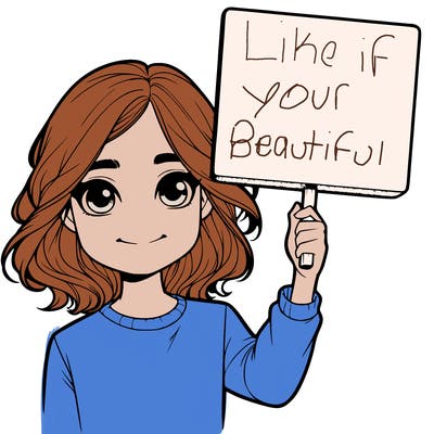 realistic girl holding up a sign