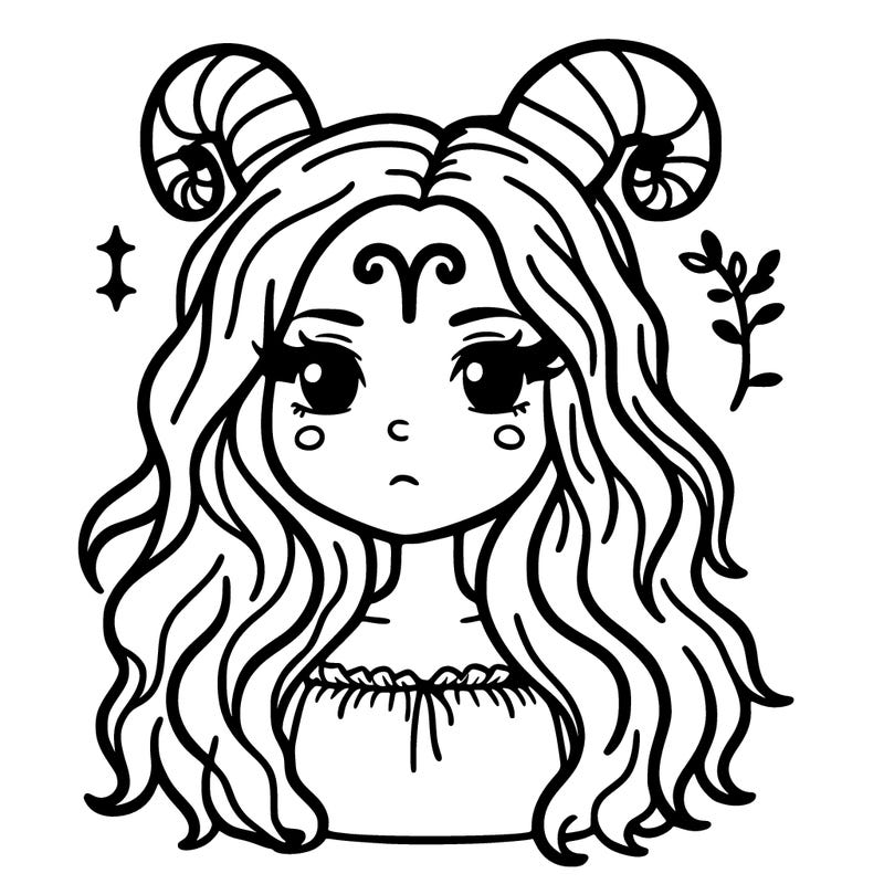 picture of a pretty girl who has horns and on her forehead their is the aries sign