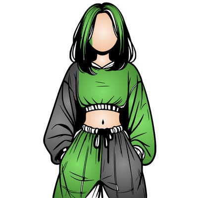 realistic girl faceless with baggy pants and a crop top