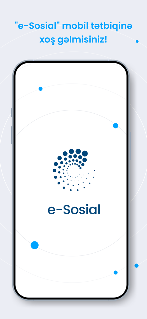 e-Sosial - e-Sosial mobile app welcome screen featuring the official logo and greeting