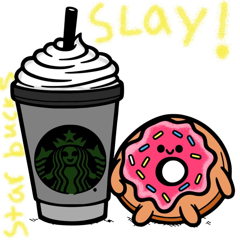 starbucks and a donut