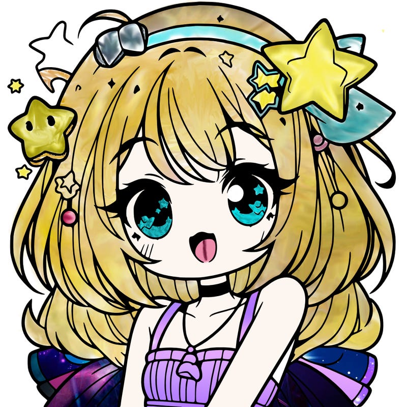 cute anime girl with star accessories