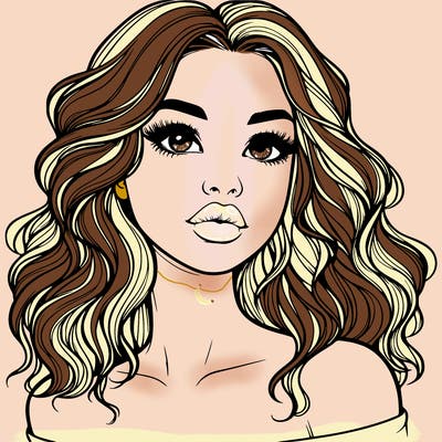 realistic girl with wavy hair and lips