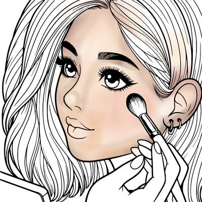 a realistic girl doing her makeup