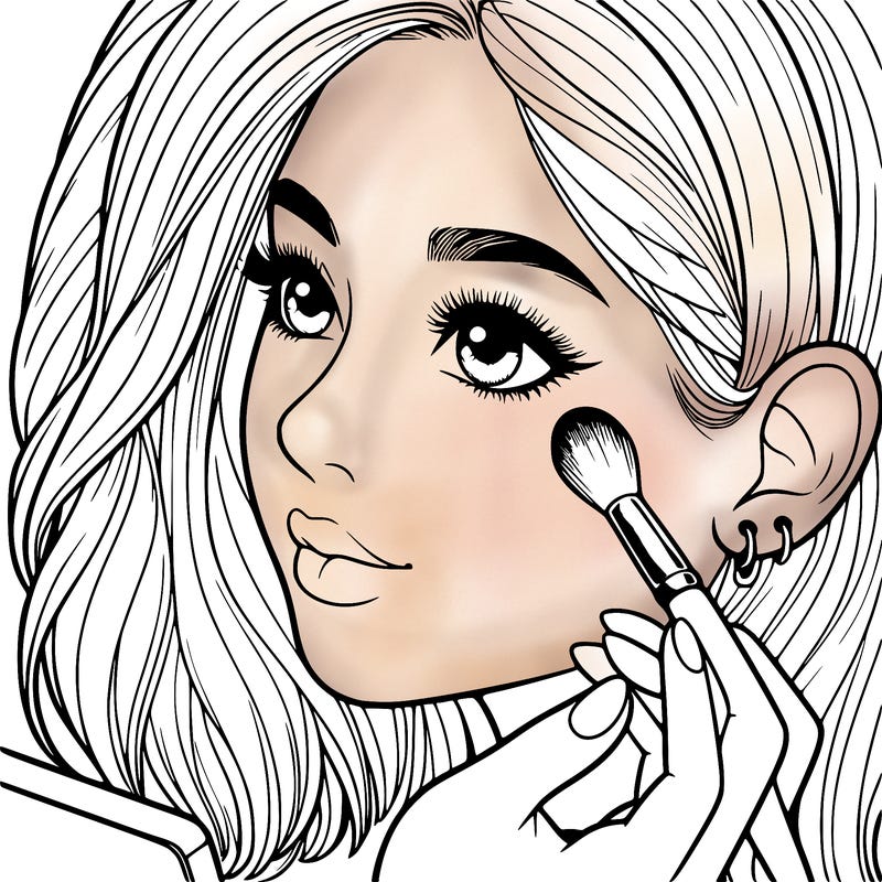 a realistic girl doing her makeup