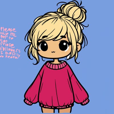 cute girl with baggy sweater and messy bun