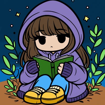 girl in oversized hoodie reading a book