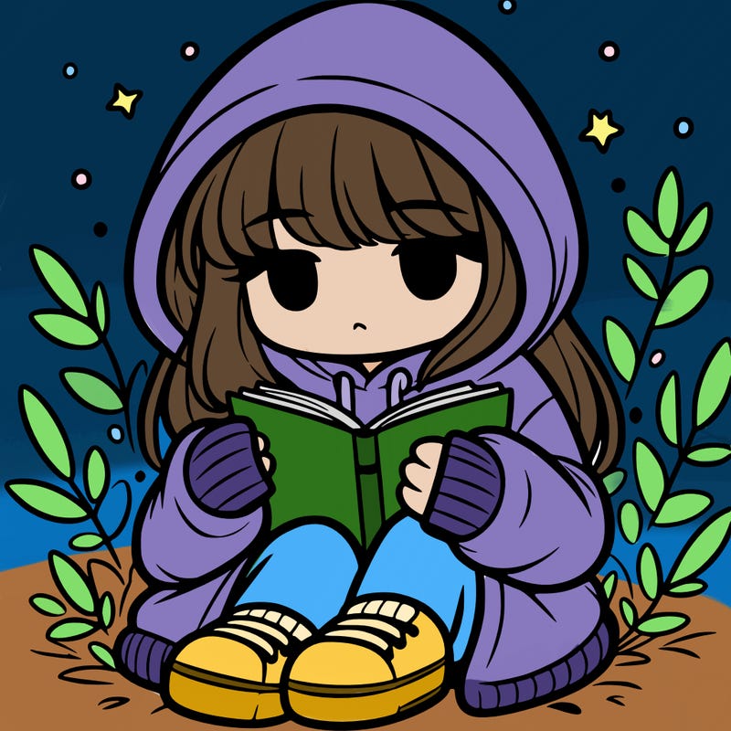 girl in oversized hoodie reading a book