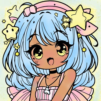 cute anime girl with star accessories