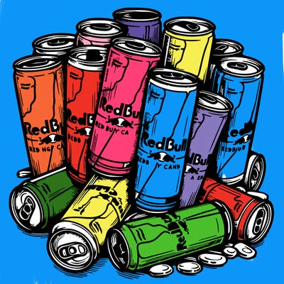 bunch of redbull cans