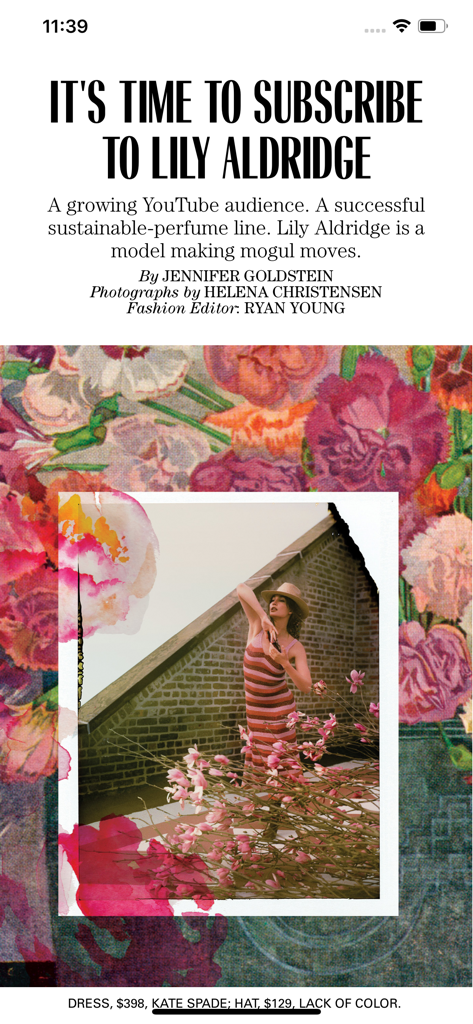 Marie Claire Magazine US - Digital magazine article featuring model Lily Aldridge in the Marie Claire US app