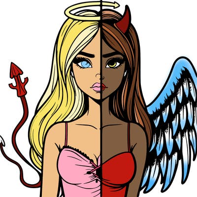 devil vs angel realistic girl