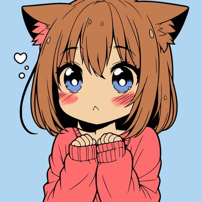 shy anime catgirl