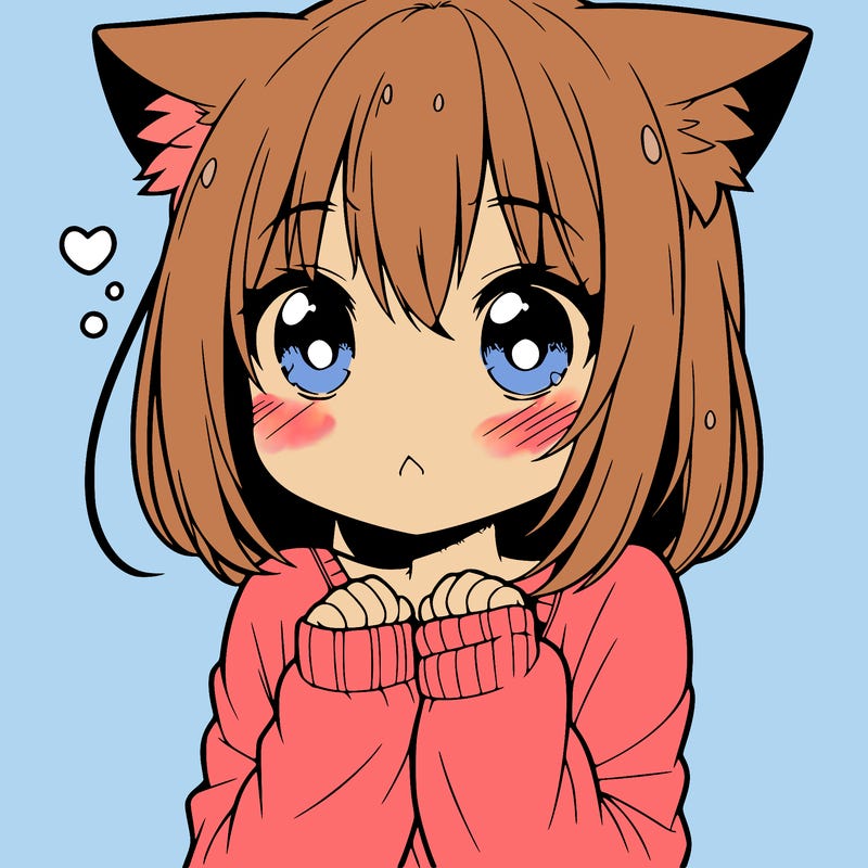 shy anime catgirl
