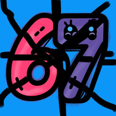 the numbers 67